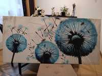 Dmuchawce niebieski obraz, kwiaty 115x55
