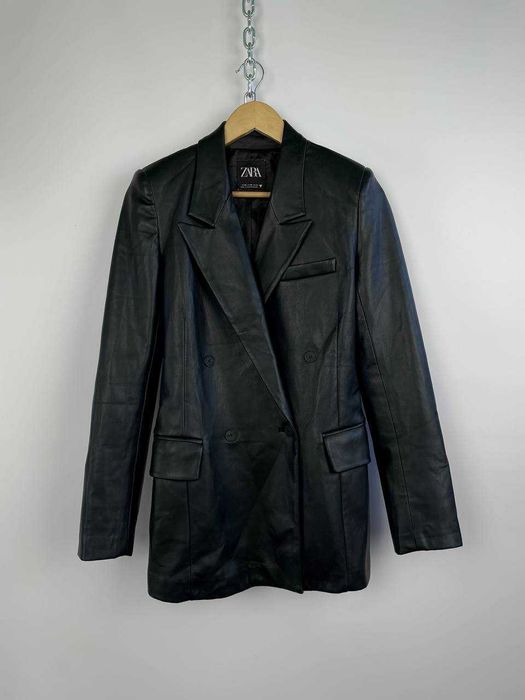 Жіночий піджак блейзер зі штучної шкіри zara xs
