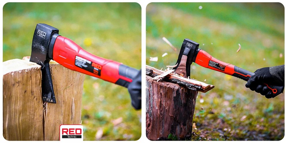 Komplet 3 siekier RED TECHNIC różne wagi mocne do rąbania drewna drzew