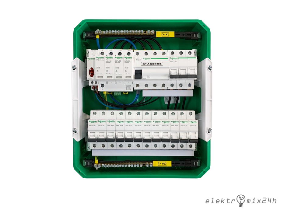 Rozdzielnica elektryczna podtynkowa z zabezpieczeniami 2x12 modułów