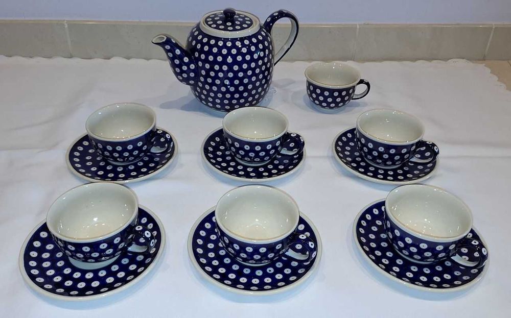 Komplet kawowo-herbaciany - ceramika Bolesławiec numer 646