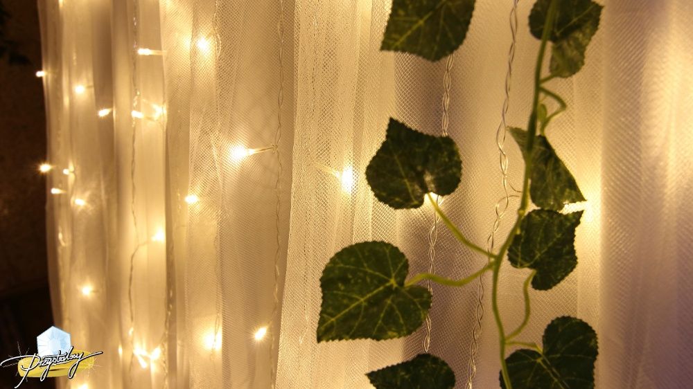 Kurtyna świetlna led ze stelażem i materiałami