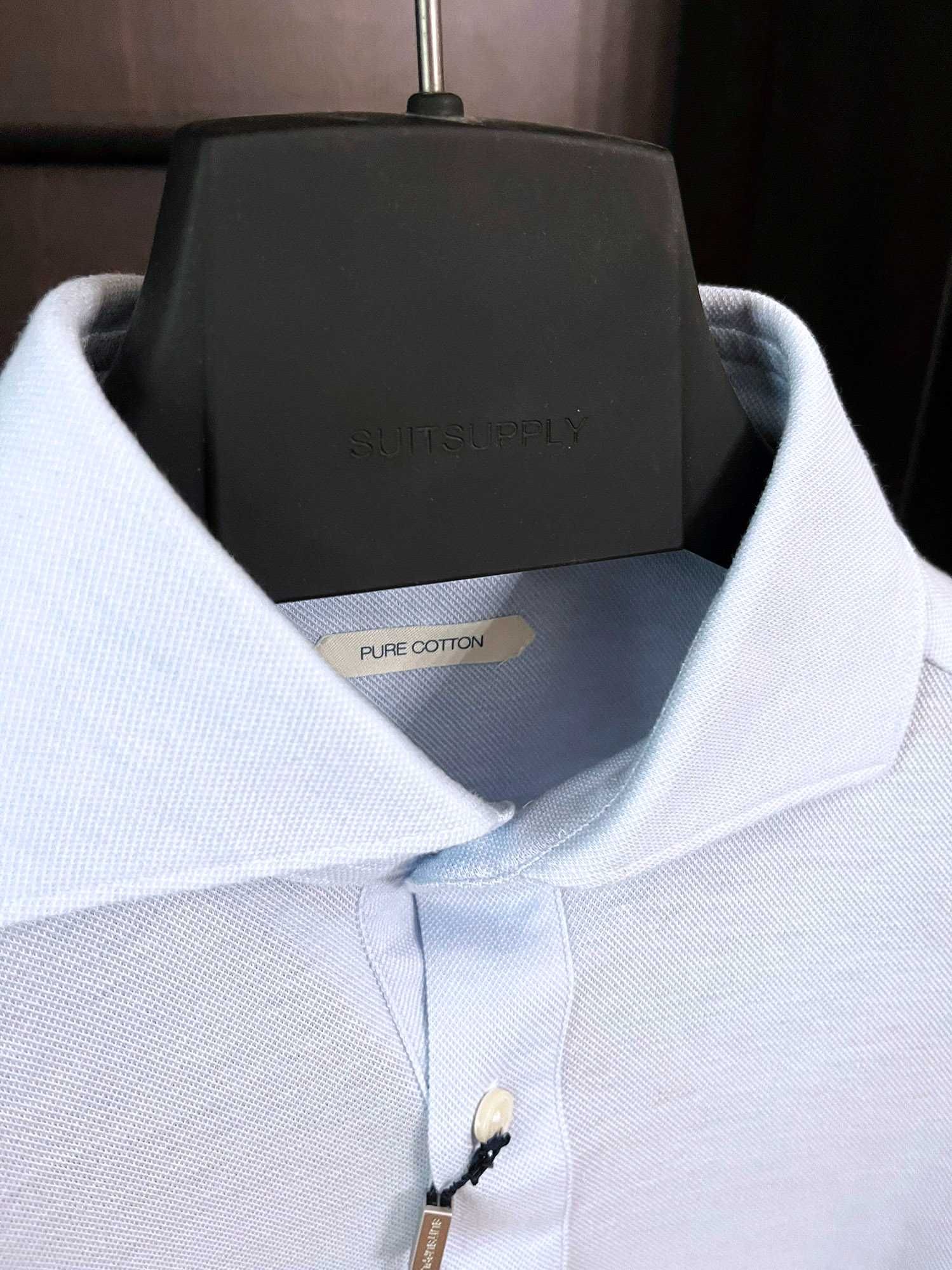NOWA koszula letnia popover błękitna SuitSupply R38 bawełniana męska