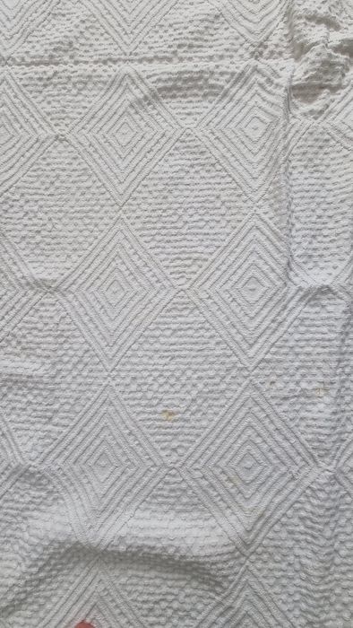 Manta antiga estilo chenille com padrão geométrico 2,20m x 1,50m