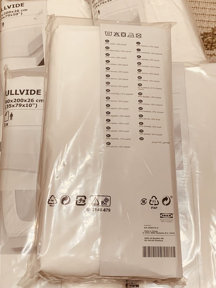 Наматрасник IKEA ULLVIDE 90/200 белый