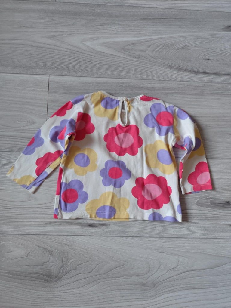 Śliczna bawełniana bluzeczka dziewczęca w kwiaty h&m 80 cm