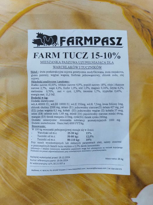 Koncentrat pełnoporcjowy FARM-TUCZ 15-10%
