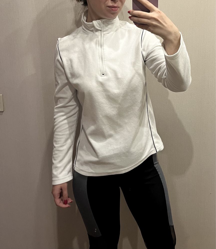 Женская спортивная кофта флисовая белая