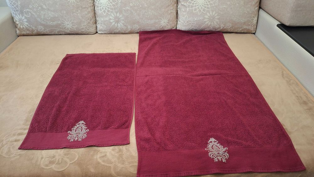 Полотенца махровые набор 2 в 1 Moz Bantik Bordo 50×90+70×140 в коробке