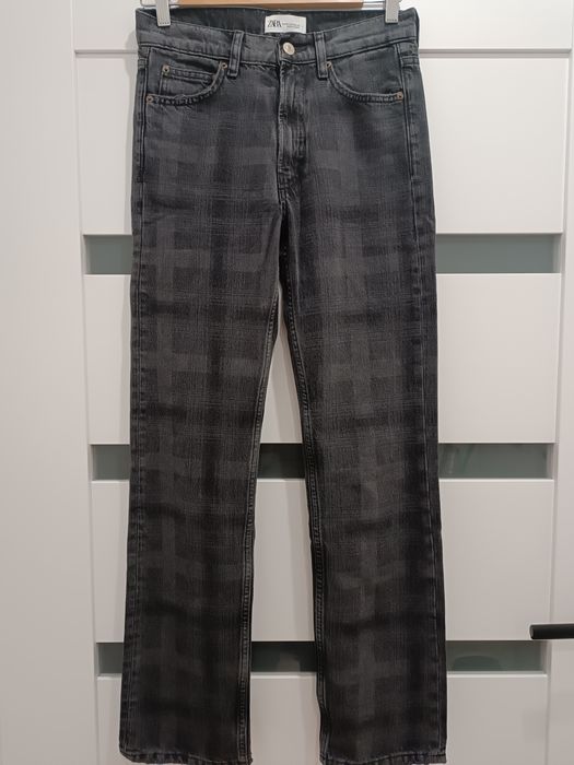 Jeansy spodnie Zara krata rozmiar 32 nowe!