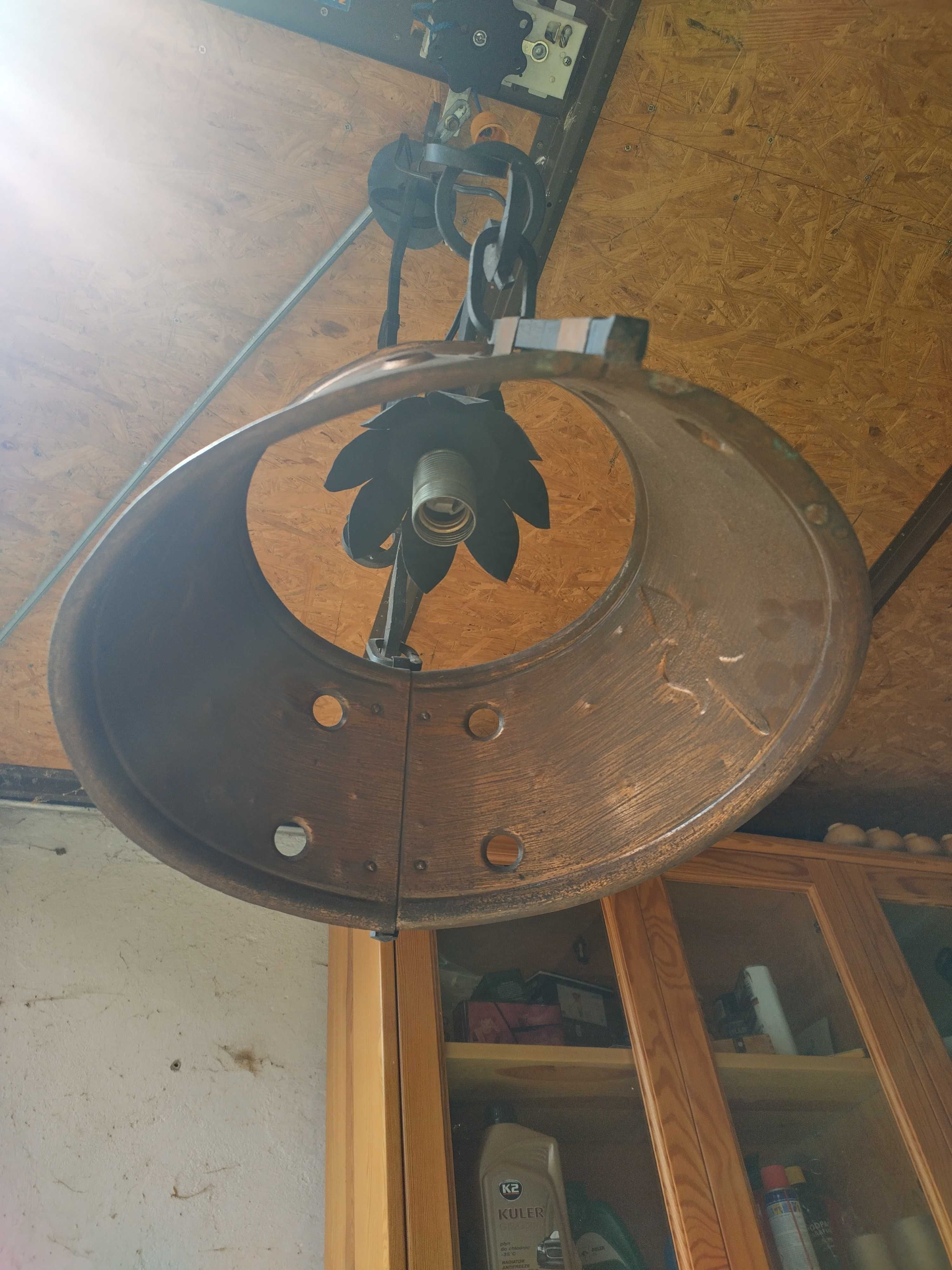 lampa wisząca miedziany klosz rustykalna kute elementy loft