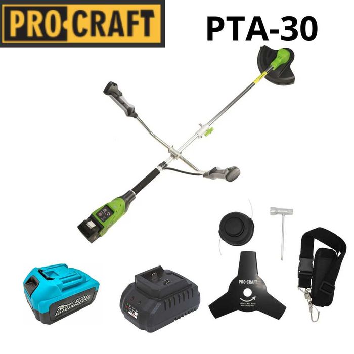 Аккумуляторный триммер Procraft PTA24/2 РТА30 аккумулятор 4A и зарядка