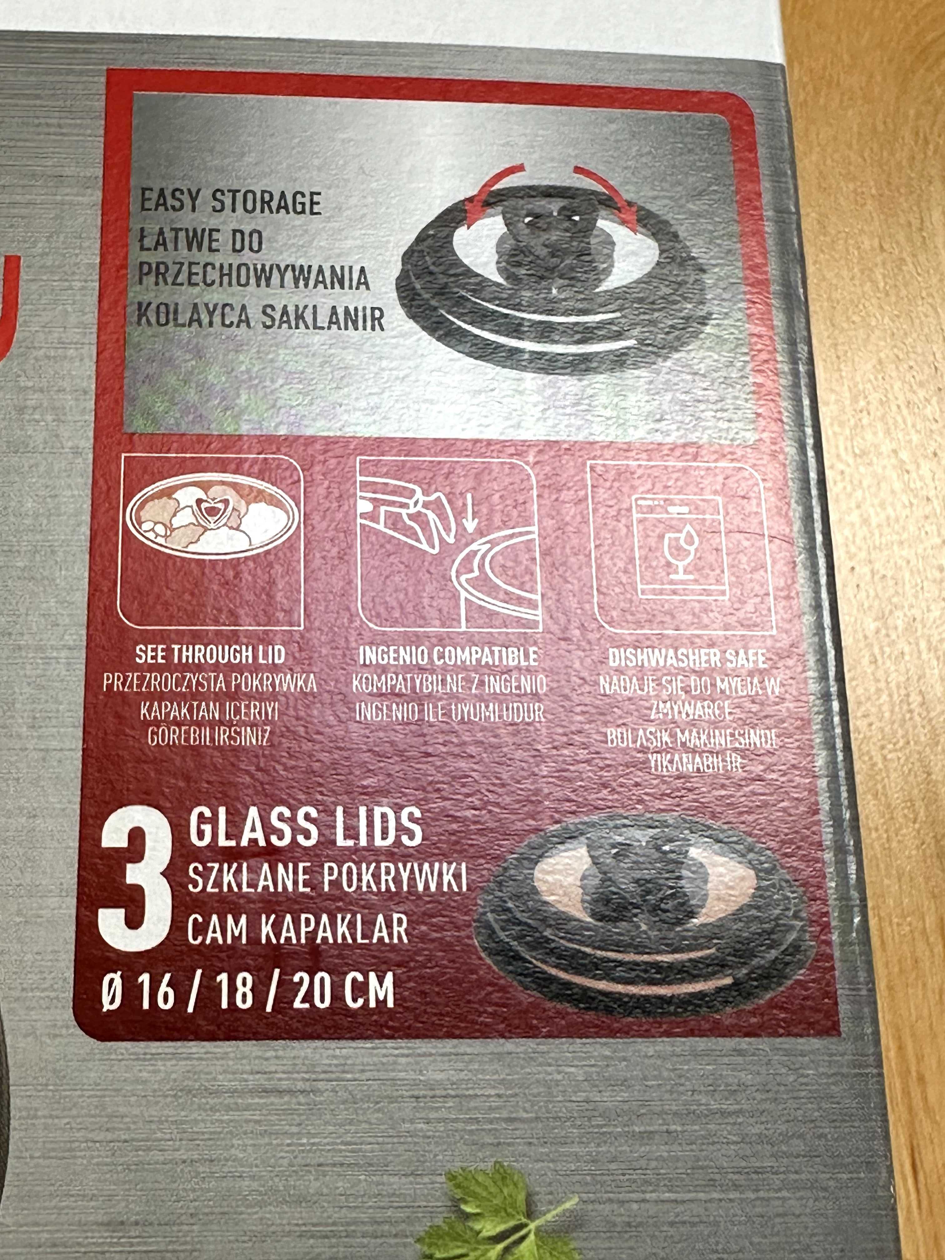 Pokrywki Tefal Ingenio: 16cm 18cm 20cm, Zestaw 6szt