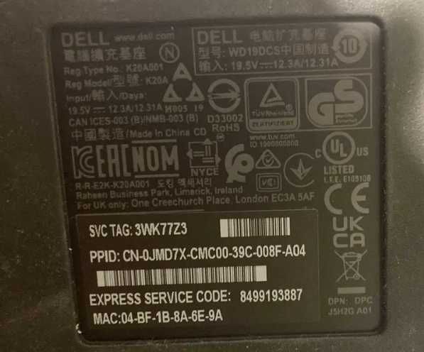 Stacja dokująca DELL WD19DCS + zasilacz 240w