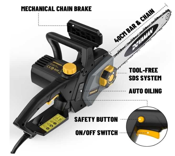Elektryczna piła łańcuchowa DOVAMAN 2400W żółto-czarna