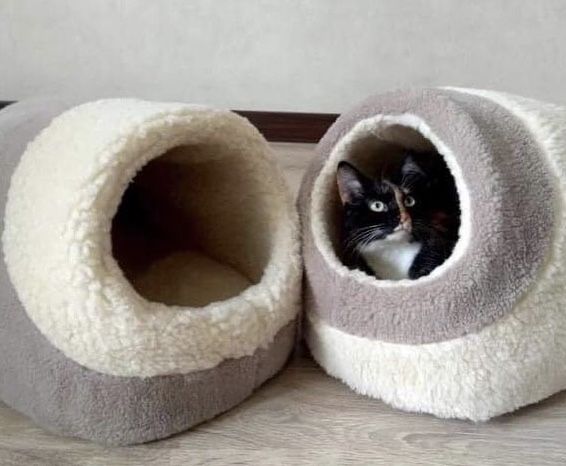 Тепла хутряна хатинка будиночок лежанка лежак для тварин кота собаки