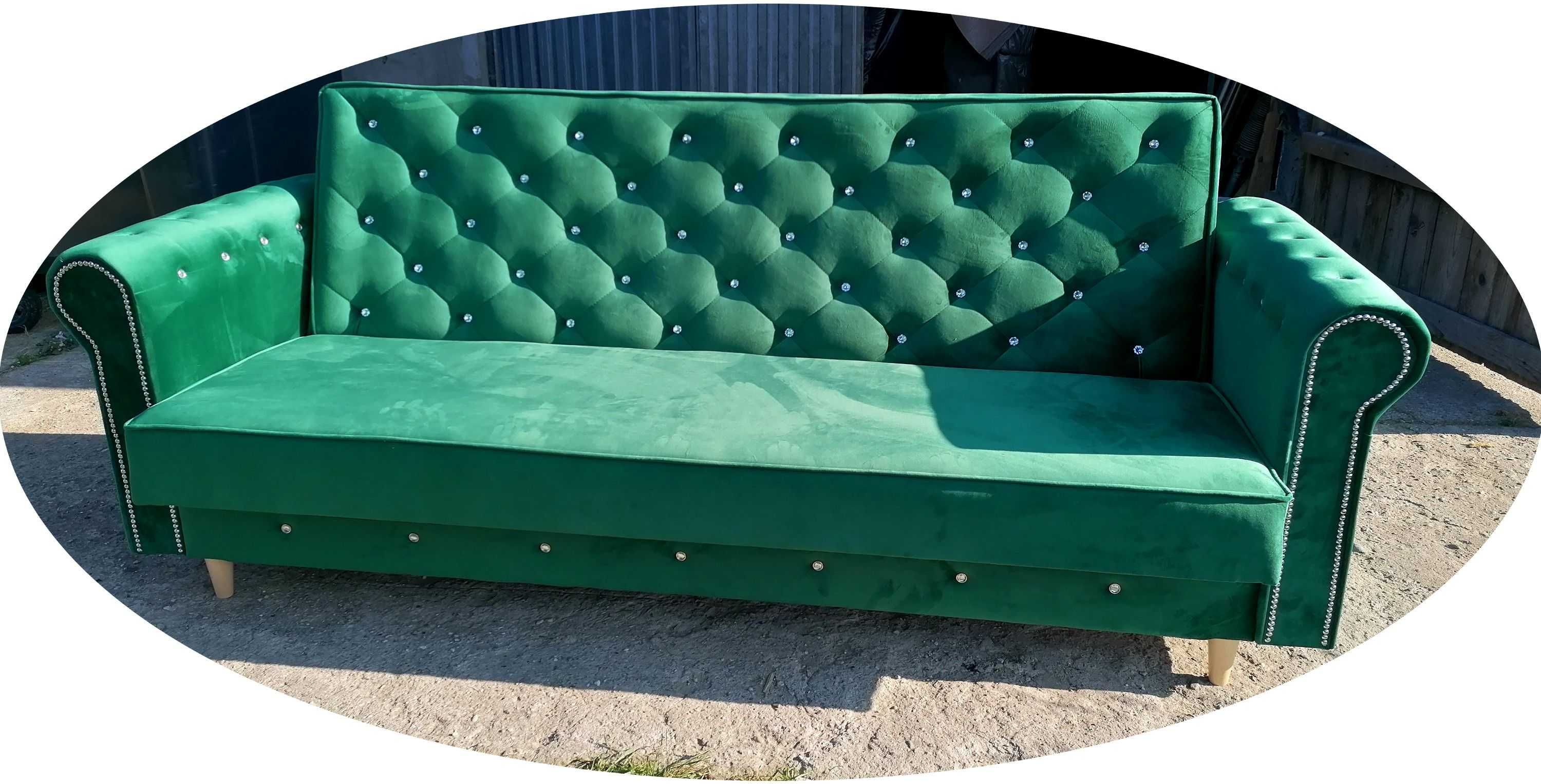 Sofa Piękna Kryształ Glamour rozkładana Wersalka Kanapa Spanie pojemni