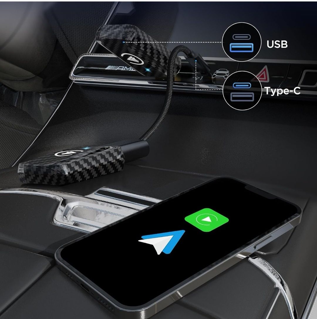 MSXTTLY Bezprzewodowy Adapter Android Auto i CarPlay 2 w 1