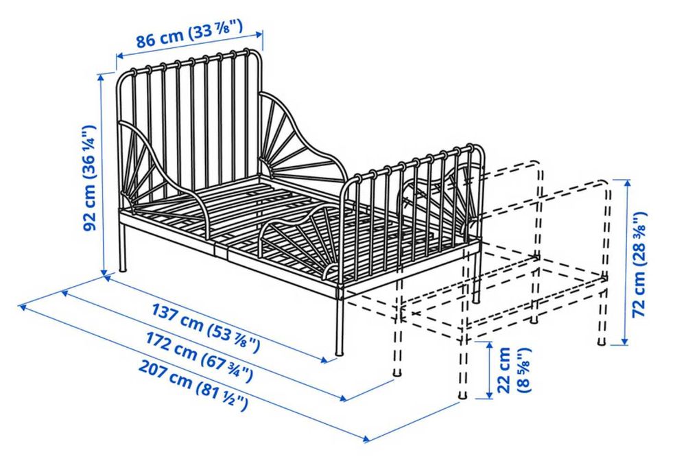 Cama Extensível IKEA MINNEN + Colchão VIMSIG