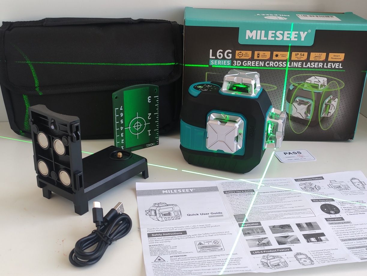 Качественный 3D лазерный уровень Mileseey L6G-12 12 линий OSRAM