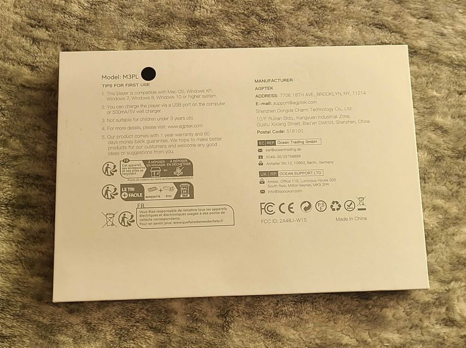 Mp3-плеєр Agptek 64gb з bluetooth 5.3, динаміком, fm-радіо. новий