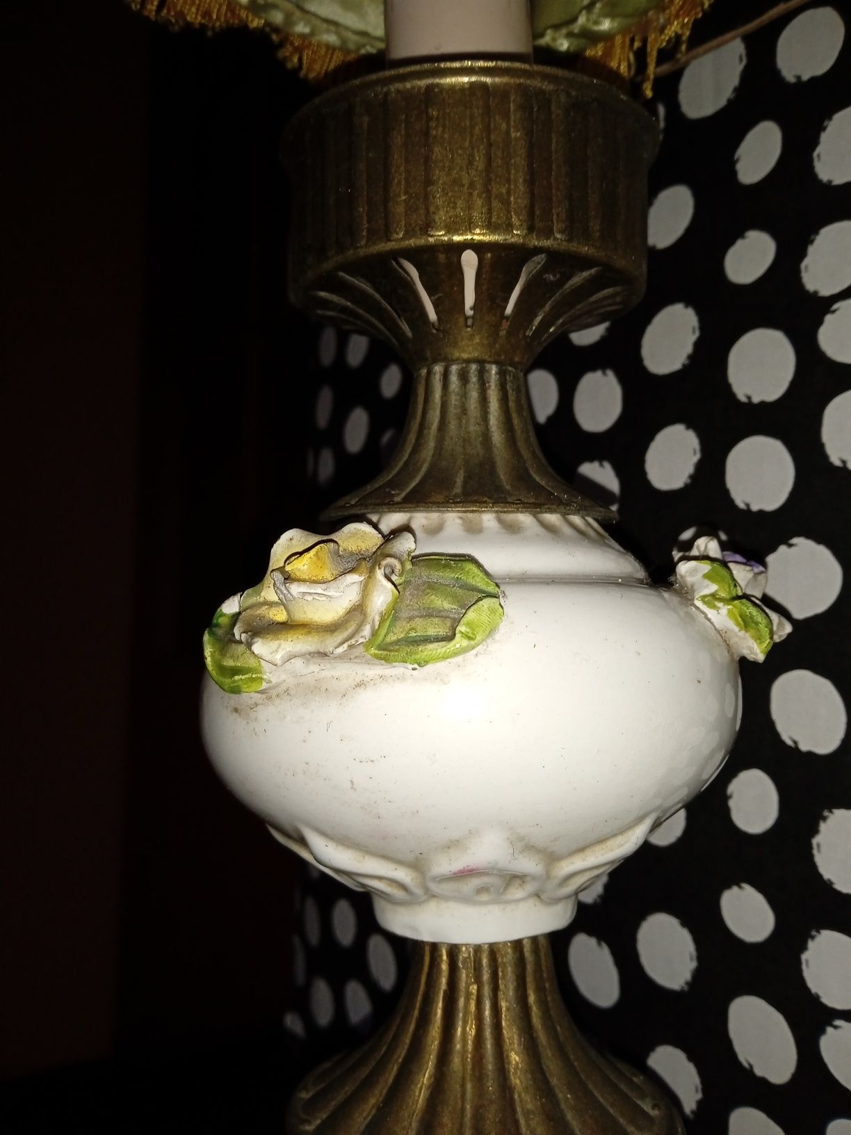 Okazja Piękna lampka stara usterka,śliczne porcelana zdobienia info op