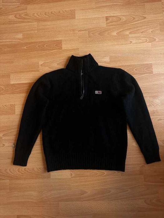 Napapijri sweter half zip 1/4 polar merino wool black