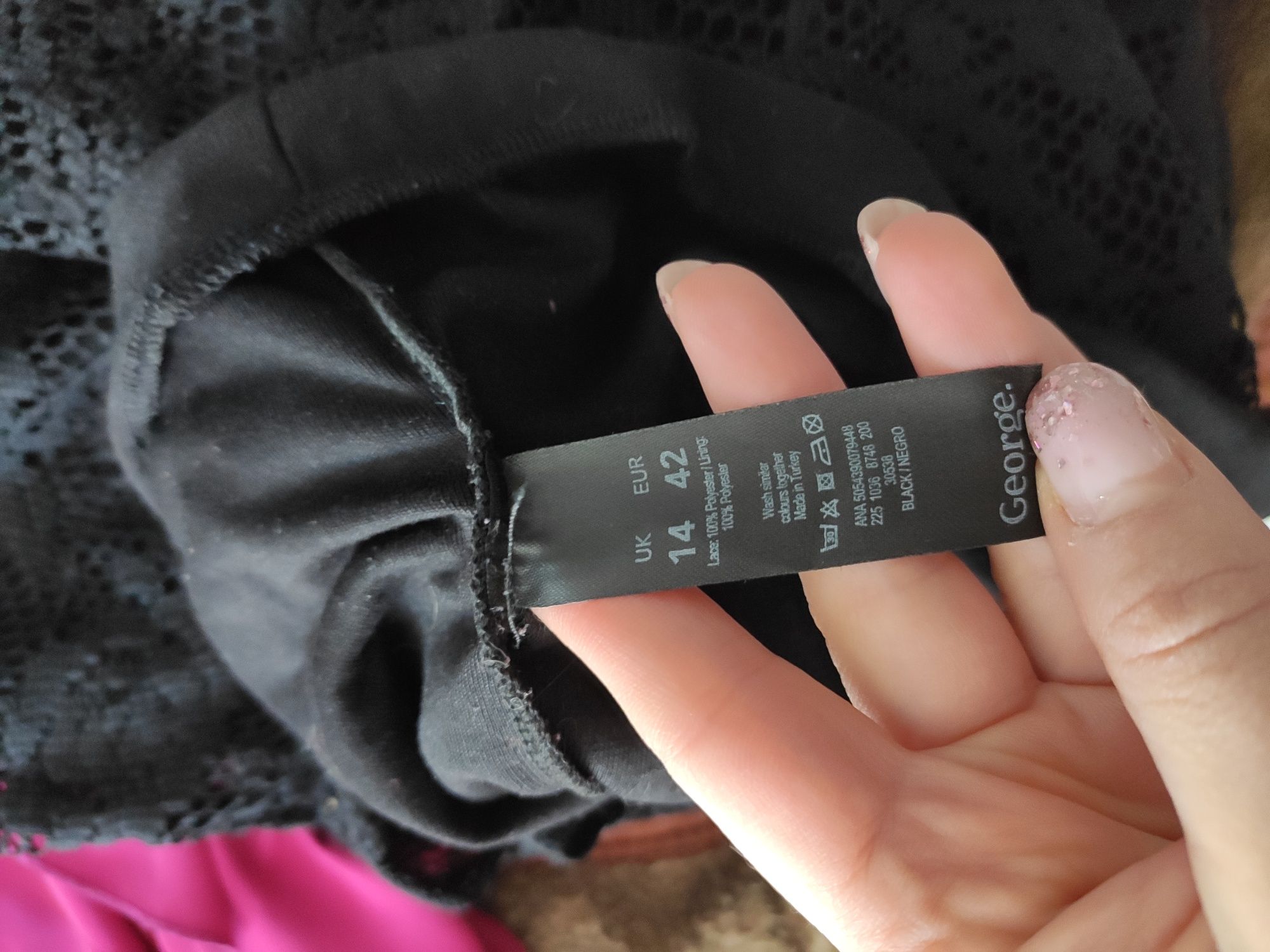 Czarna koronkowa biurowa elegancka do pracy sukienka elegancka xl 42