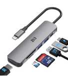 Hub USB C, Adapter Koncentratora USB-C 6 w 1, Przejściówka Multiport