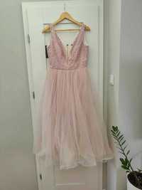 długa różowa suknia balowa tiul balowa Modello rozmiar M/ L