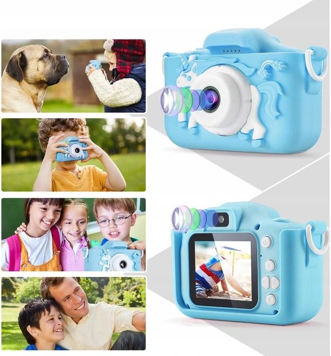 Aparat Cyfrowy Dla Dzieci Kamera Gry + Karta 32Gb - Niebieski