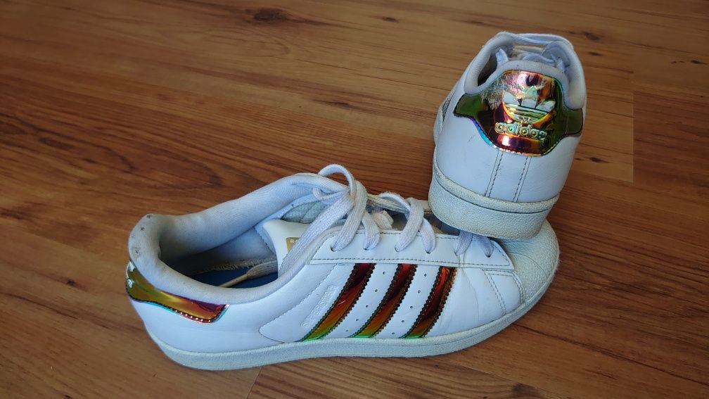 Adidas Superstar buty damskie 38 metaliczne białe