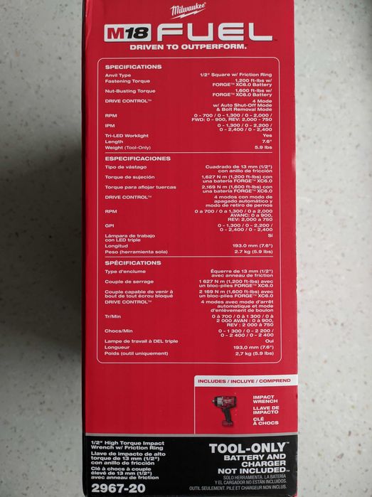 Бесщеточный ударный гайковерт Milwaukee М18 FUEL 2967-20 (FHIW2F12-0)