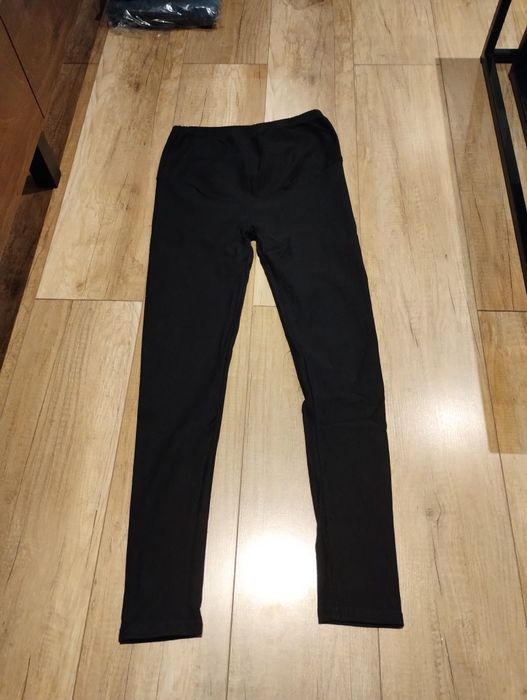 Legginsy / getry ciążowe z meszkiem w środku - rozm. 40, czarne