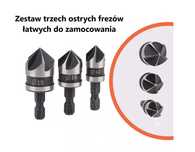 Frezy pod śruby z łbem stożkowym 12-16-19mm 90st. ¼” Hex