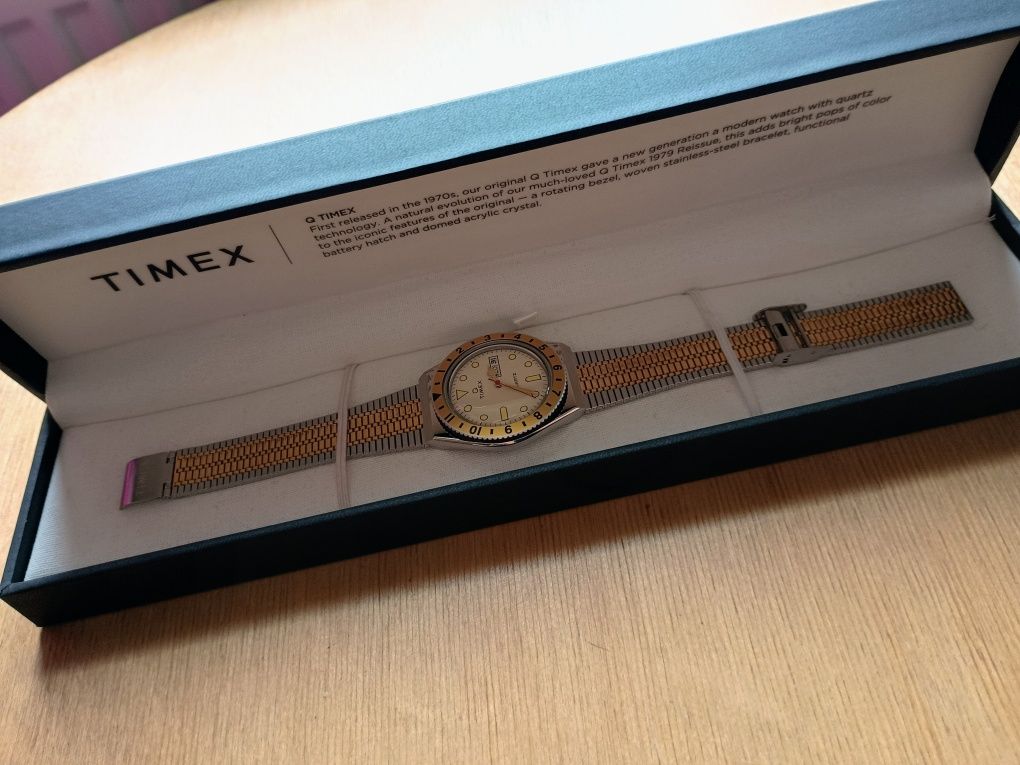 Timex Q Reissue TW2V18600 rzadki bi-color złoto srebrny świetny stan !