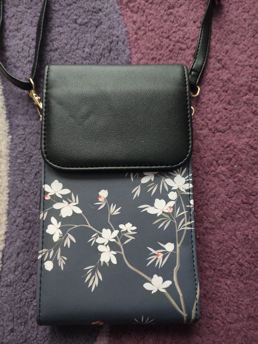 Torebka, etui na telefon komórkowy, czarno-szary