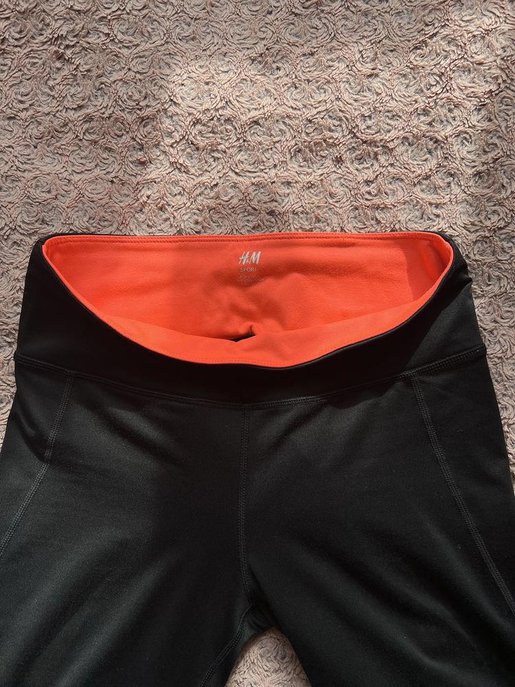 czarne nieprześwitujące leginsy legginsy wysoki stan H&M Sport S