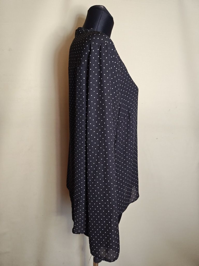 Elegancka czarna koszula w kropki XXL na lato