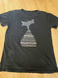Koszulka z kotem r. M z dżetami czarna MINT