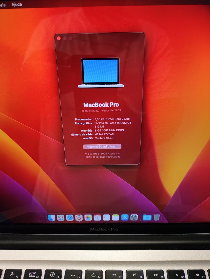 MacBook Pro MID 2009 Core 2 Duo / 8GB RAM / 256Gb SSD / NVIDIA GT9600M