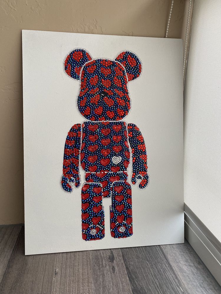 Картина Bearbrick в стразах