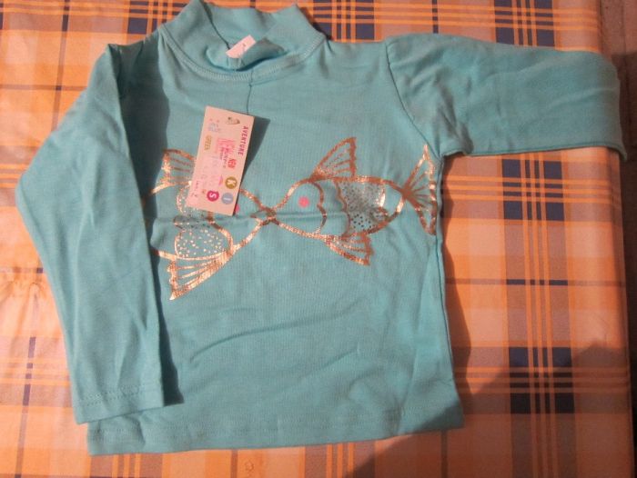 Camisola de menina azul com peixes 2 anos NOVA