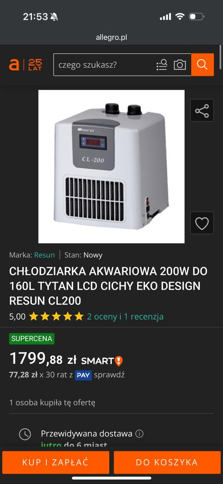 resun cl 200 chłodziarka akwariowa