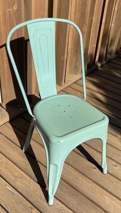 4 cadeiras vintage metal verde estilo industrial