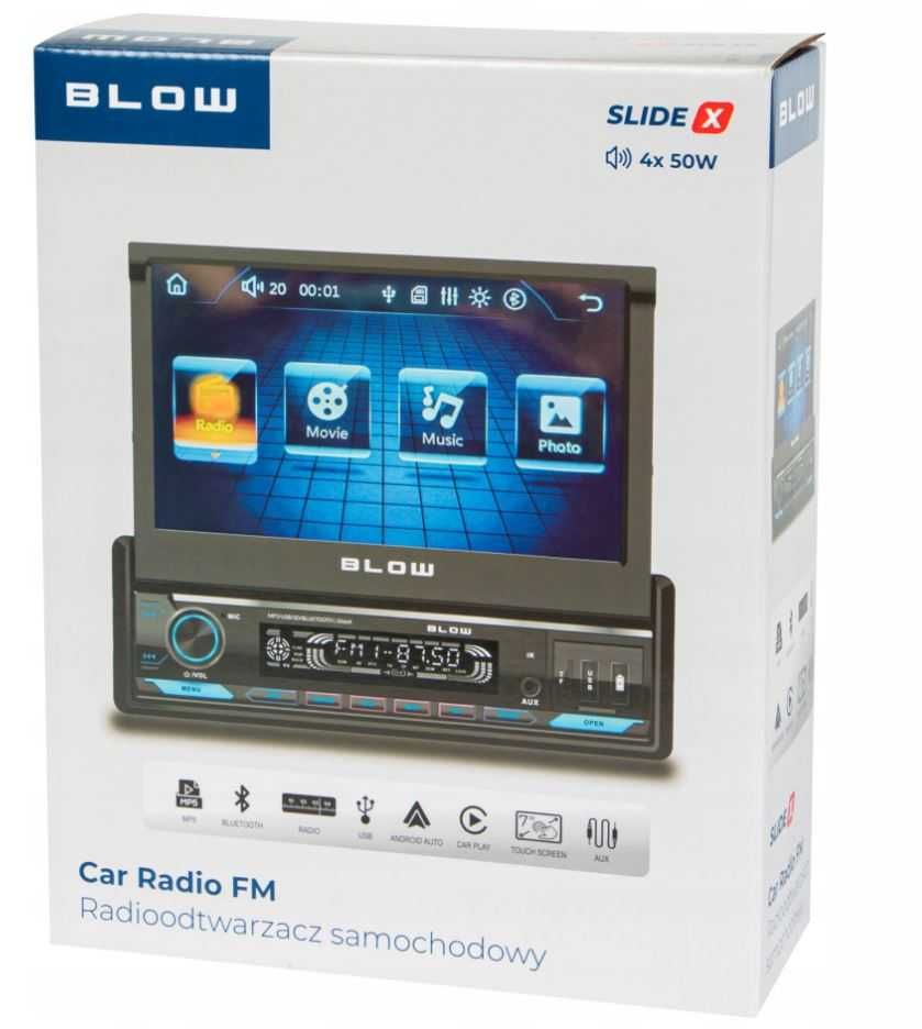 Radio samochodowe 1DIN Wysuwany Ekran 7 Carplay Bluetooth Android Auto
