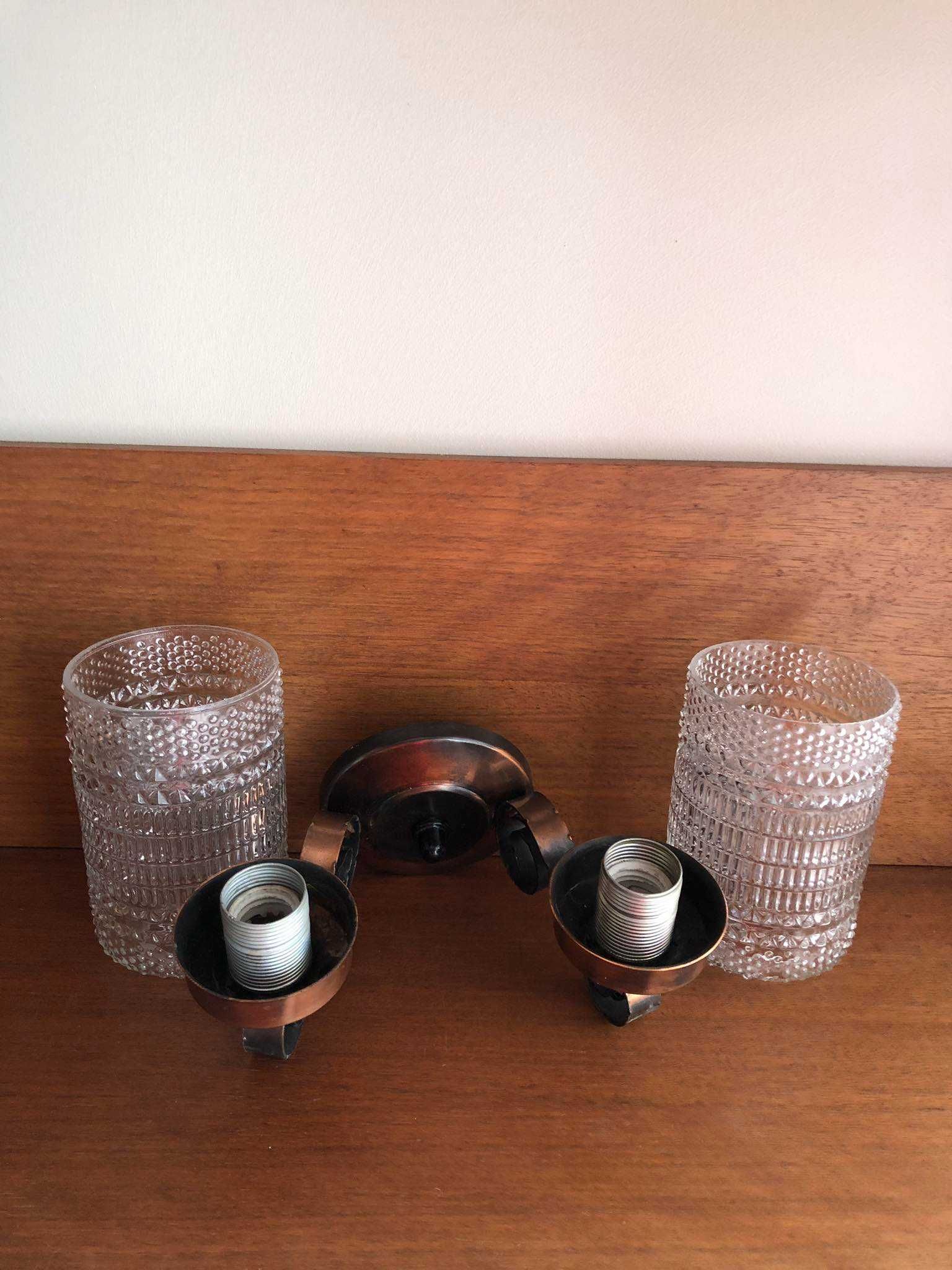 Kinkiet szklany z lat 70 PRL vintage