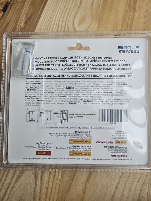 Uchwyt na papier toaletowy z klapą czarny mat