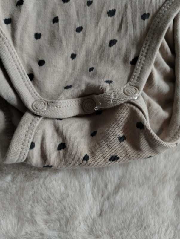 Body H&M cappuccino w czarne kropki r.80 (9-12 m)wzorzyste jasnobeżowy