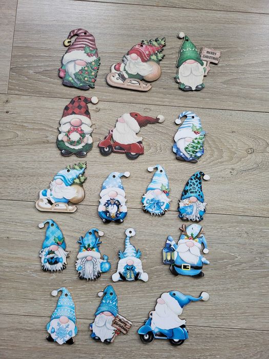 Drewniane ozdoby świąteczne gnomy nowe